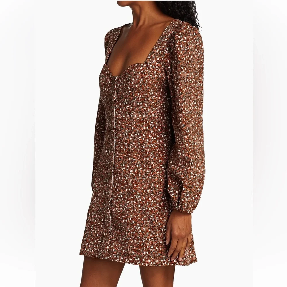 Free People Call Me Cord Corduroy Floral Mini Dress NEW WITH TAGS Sz 12 Y2K Boho